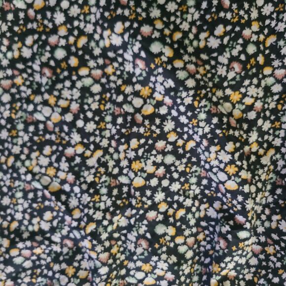 Rails Selena Black Mini Floral Midi Skirt L Lined Pull On Elastic Waist Gathered - Picture 6 of 10